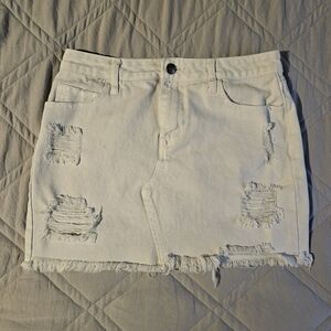 Cello white denim jean mini skirt distressed xs